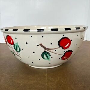 Mary Engelbreit Black and Red Cherry Ceramic Bowl